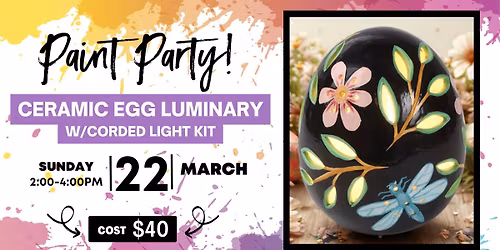 Ceramic Egg Luminary Paint With Me Party - Choose your own colors!