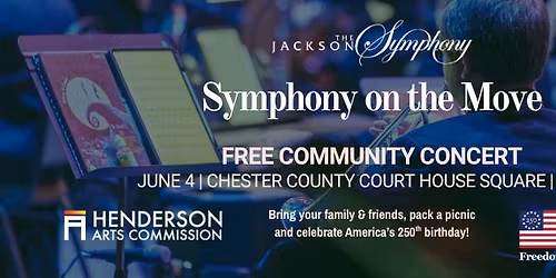 FREE Symphony on the Move Concert, Chester County Court Square in Henderson