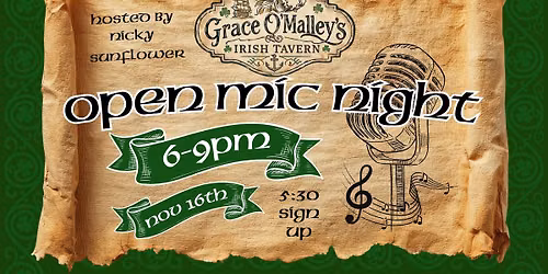Open Mic Night at Grace O'Malley's (Nov 16th)