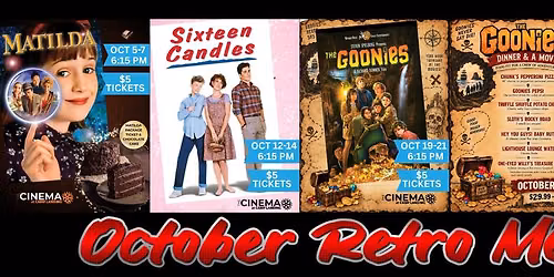 Matilda, Sixteen Candles, Goonies and Breakfast Club at Cinema Camp Landing