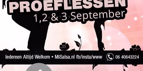 Proeflessen \u2022 1, 2 & 3 september 