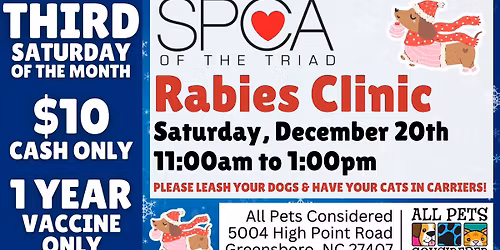 December SPCA Rabies Clinic (Sedgefield)