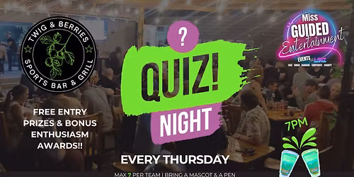 Weekly Thursday Quiz Night at Twigs Olivedale