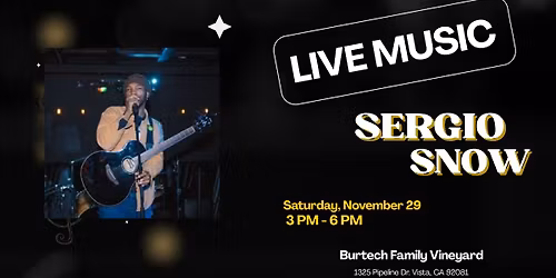 LIVE MUSIC AT BFV: Sergio Snow 