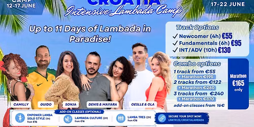 Croatia Intensive Lambada Camp in Paradise (up to 6 days) | 11 Days (Various Levels + Marathon)