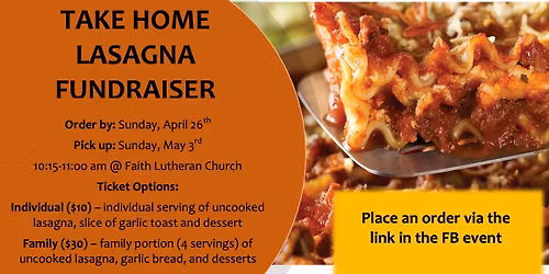 Take Home Lasagna Fundraiser
