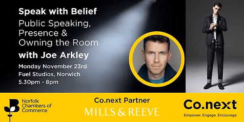 Co.next - Speak with Belief - Public Speaking, Presence and Owning the Room
