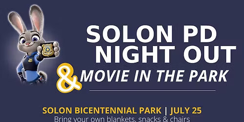 Solon PD Night Out & Movie in the Park | Zootopia 2