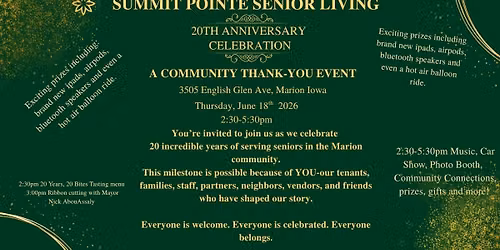 Summit Pointe 20th Anniversary Celebration: A Community Thank-you Event
