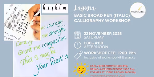 Laguna Basic Broad Pen (Italic) Calligraphy Workshop