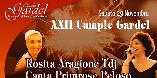 FELIZ CUMPLE GARDEL\ud83c\udf89Sabato 29\/11 Rosita Aragione Tdj e Primrose Peloso voce