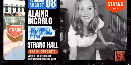 FREE Concert: Alaina DiCarlo on SAT, AUG 8 at 7PM at Strang Hall in Overland Park