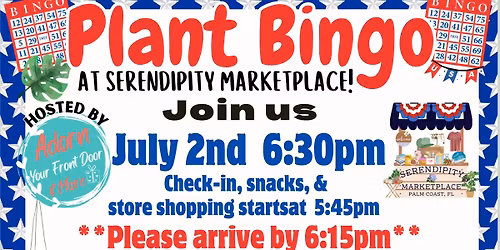 Plant Bingo at the Marketplace- Red, White, & Bingo