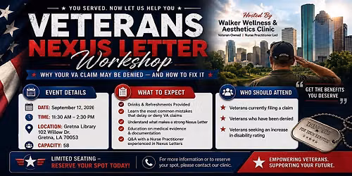 Supporting Veterans: Nexus Letter Workshop Invitation