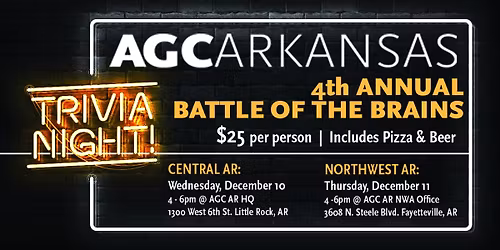 AGC Arkansas 4th Annual Trivia Night - Central AR