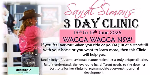 SANDI SIMONS 3 DAY WAGGA WAGGA CLINIC 13th to 15th 2026