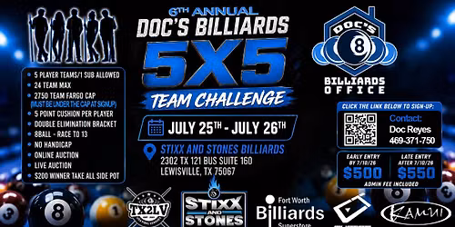 Doc's Billiards 6th Annual 5X5 Team Challenge
