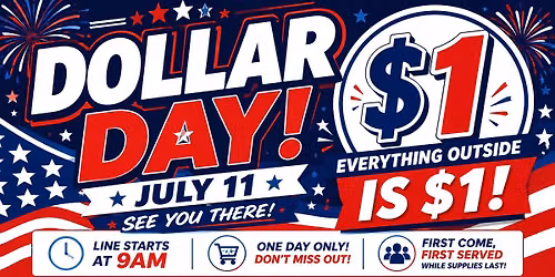 \ud83d\udea8Everything outside is just $1! Matt's Dollar Day!