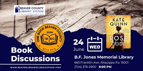 B.F. Jones Library (Aliquippa) 1BBC Book Discussion: The Rose Code