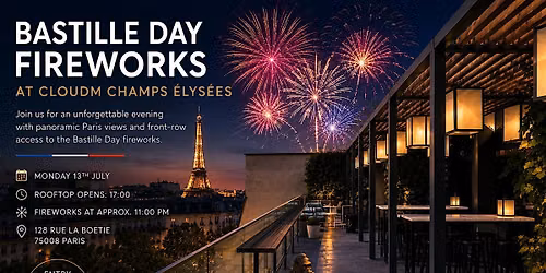 Bastille Day Fireworks at cloudM Rooftop Bar Paris