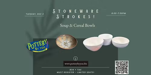 Stoneware Strokes! Soup & Cereal Bowls at Pottery By You!