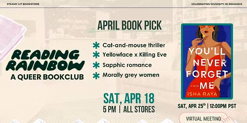 Tampa - Reading Rainbow Bookclub - You'll Never Forget Me by Isha Raya