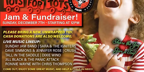 Toys for Tots Fundraiser, JAM SESSION! BANDS ALL DAY!