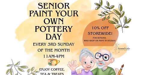 Senior Meetup: Paint Your Own Pottery Day at Painted Color