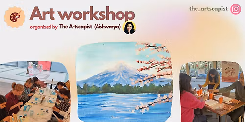 Acrylic painting workshop at Strijp-S | Mount Fuji with cherry blossoms