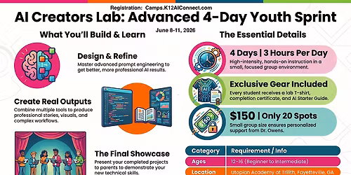 AI Creators -Advanced 4 Day Camp (Ages 12-16) June 8-11