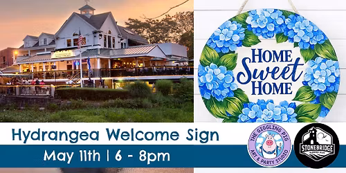 Spring Hydrangea Welcome Sign