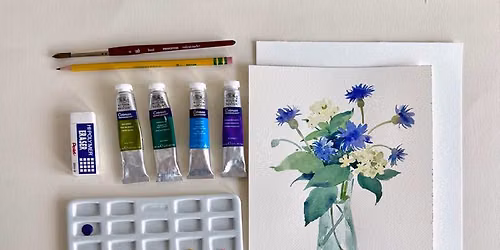 Watercolor Bachelor Buttons