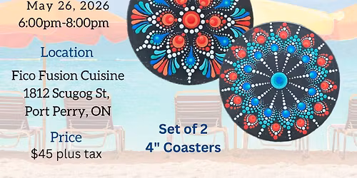 Port Perry-Tropical Coastal Vibe Coaster Set Dot-Painting Workshop