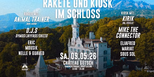 Rakete und Kiosk im Schloss