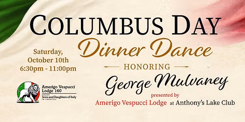 Columbus Day Dinner Dance At Anthony's Lake Club