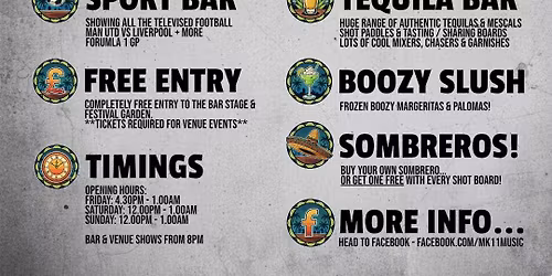 'Cinco De Mayo' Tequila Festival \/ 1st-3rd May @ MK11 | Live Music & DJ's | Tequila Bar & More