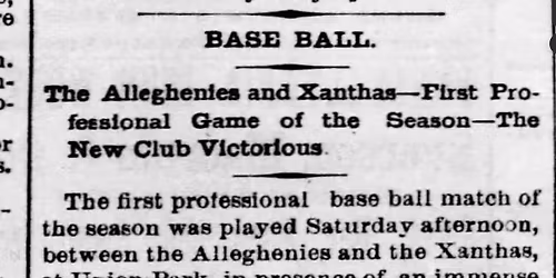 Sesquicentennial of Professional Baseball in Pittsburgh\/Allegheny City