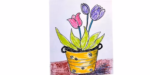 Tulips  Drawing, Kids Art Class for Ages 5-13 years old