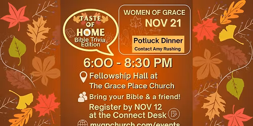 GP Taste of Home: Bible Trivia Edition -MUST REGISTER BY NOV 16