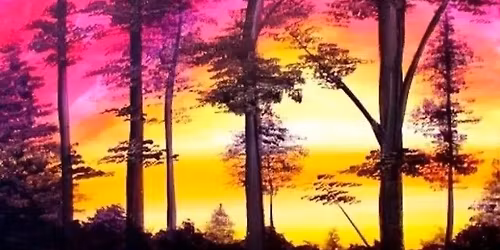 Cape Coral Canvas and Wine- Sunset Through The Trees