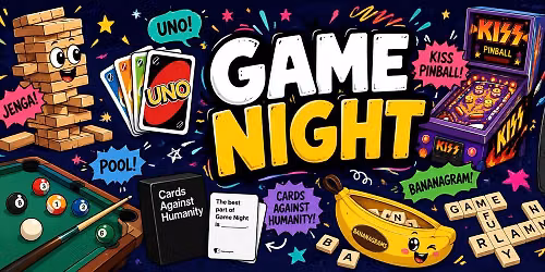 GAME NIGHT - FREE- Pinball - Darts- Jenga- Pool- and more 