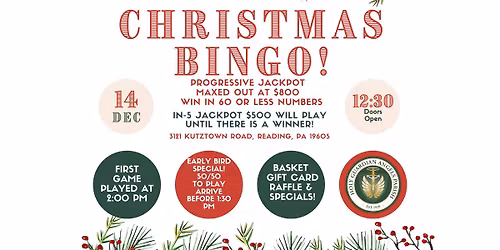 HGA SUNDAY BINGO CHRISTMAS SPECTACULAR!
