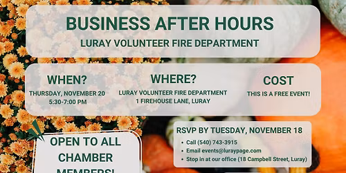 Business After Hours - Luray Volunteer Fire Department