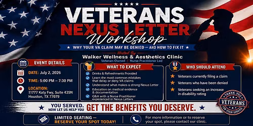 Supporting Veterans: Nexus Letter Workshop Invitation