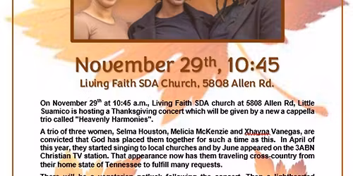 Heavenly Harmonies Thanksgiving Concert 