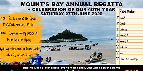 Mount's Bay Pilot Gig Club Regattas