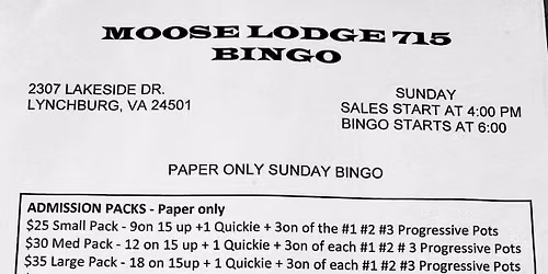 Public Paper Bingo - Open to the Public