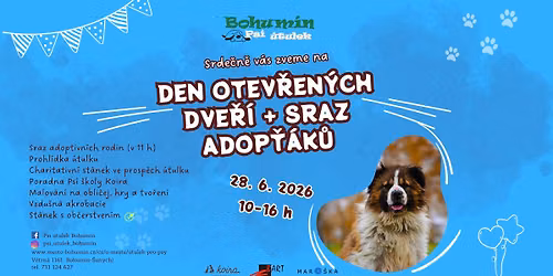 Den otev\u0159en\u00fdch dve\u0159\u00ed + sraz adop\u0165\u00e1k\u016f - Ps\u00ed \u00fatulek Bohum\u00edn