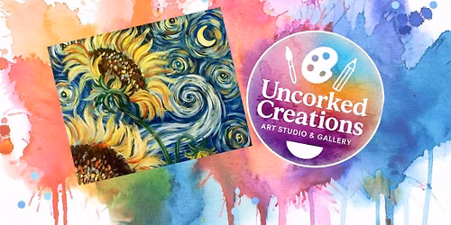 \u201cSunflower Starry Night\u201d Painting on 16\u00d720 Canvas! 