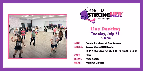 Cancer StrongHER Line Dancing \u2014 July 21, 2026